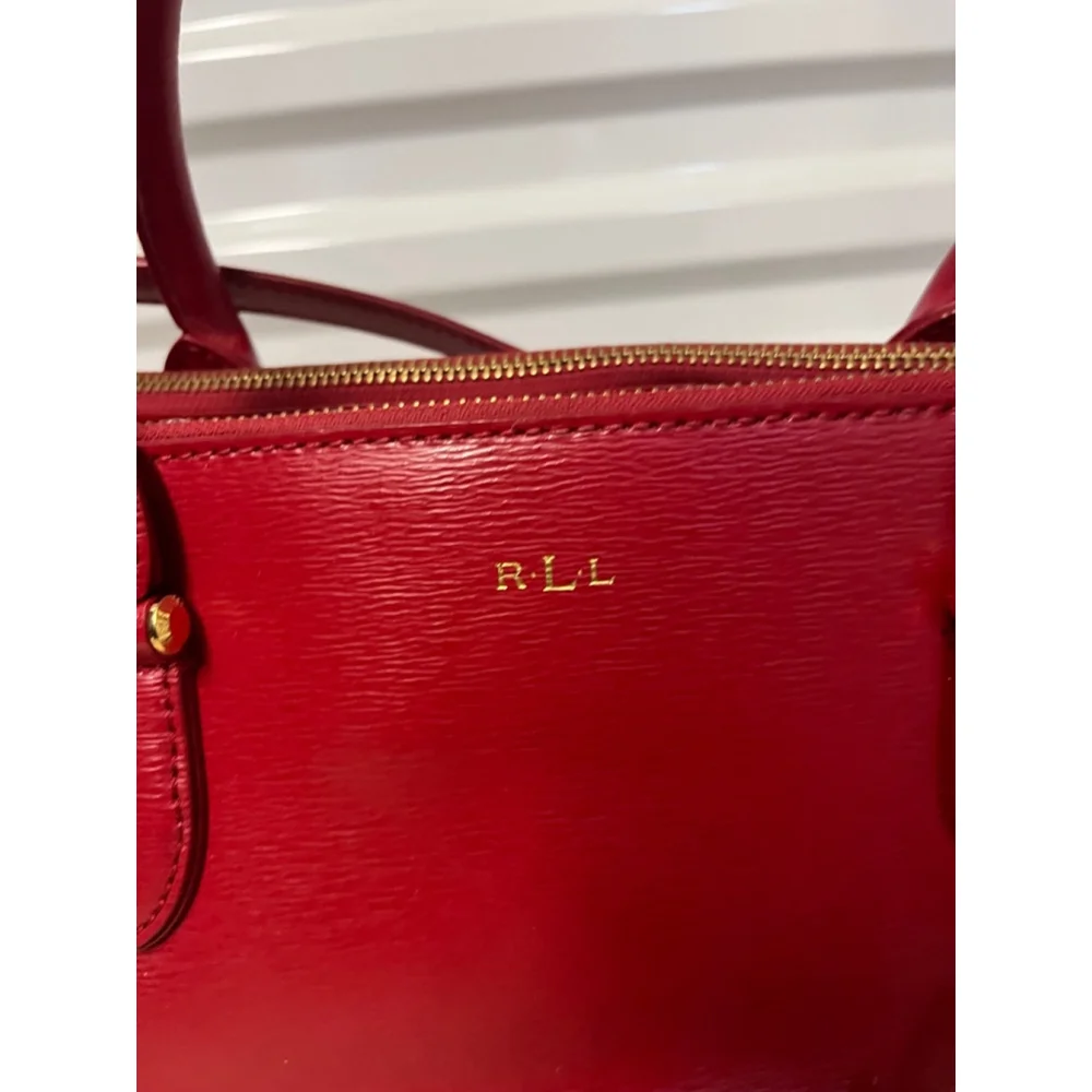 Lauren Ralph Lauren Newbury Red Leather Double Zip Satchel
